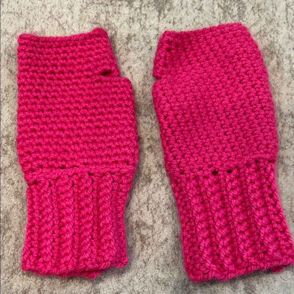 Pink Crochet Fingerless Gloves handmade by my grandma Betty